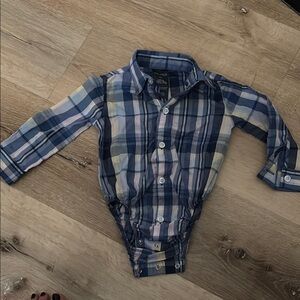 Nautica Blue Plaid Baby Bodysuit